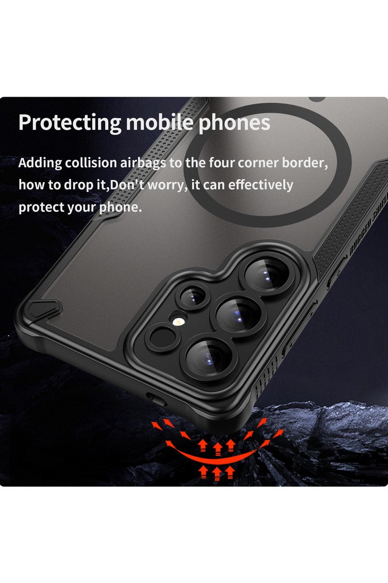 Cover For Samsung Galaxy S25 Ultra Armor Glaze MagSafe Magnetic Phone Case Raised edges around the screen and camera lens help prevent scratches - Black - Image 3
