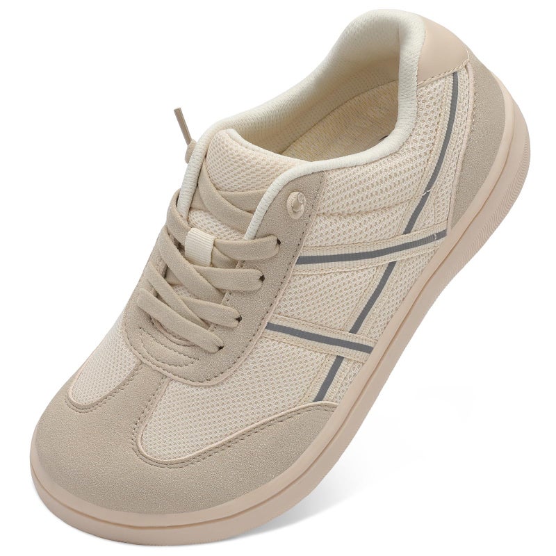 LeIsfIt Brefoot Shoes for Women Wide Slip-On Casual Sneakers Non-Slip Breathable Comfort Shoes for Walking Tennis Travel & Everyday Beige Size 8 - Image 1