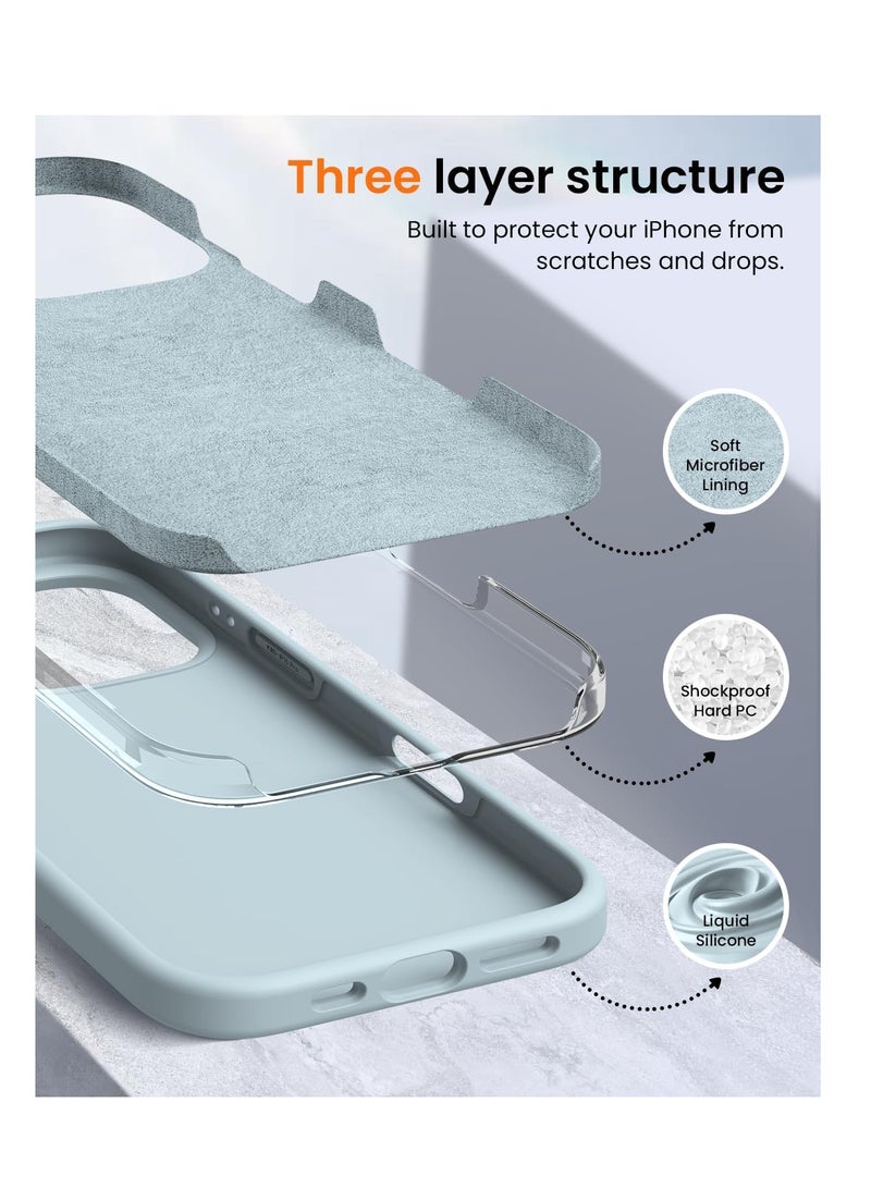 Aookay Compatible with iPhone 16 Pro Case, [Silky and Soft Touch Series] Premium Soft Liquid Silicone Rubber Full-Body Protective Bumper Case for iPhone 16 Pro (Sky Blue) - Image 5