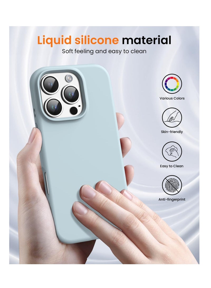 Aookay Compatible with iPhone 16 Pro Case, [Silky and Soft Touch Series] Premium Soft Liquid Silicone Rubber Full-Body Protective Bumper Case for iPhone 16 Pro (Sky Blue) - Image 3
