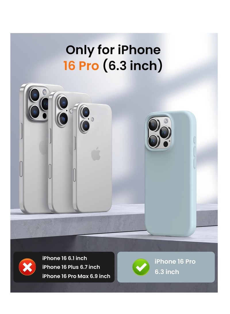 Aookay Compatible with iPhone 16 Pro Case, [Silky and Soft Touch Series] Premium Soft Liquid Silicone Rubber Full-Body Protective Bumper Case for iPhone 16 Pro (Sky Blue) - Image 2