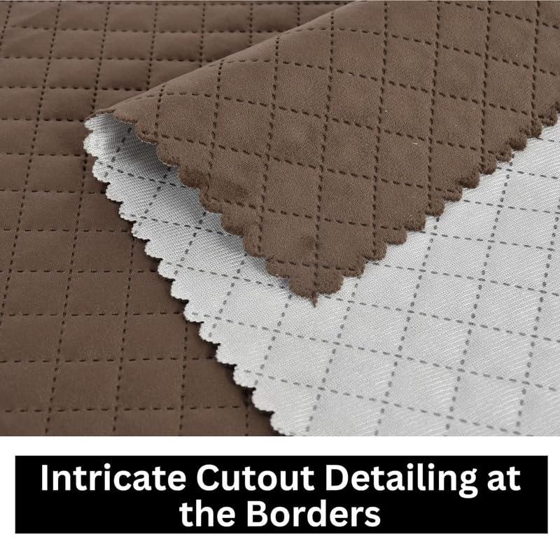 Hardeep Velvet Quilted Set of Bed Runner (16 x 96 inches) and 2 Cushion Covers (16 x 16 inches) Combo Set- Brown - Image 3