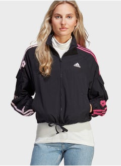3 Stripe Flower Print Jacket