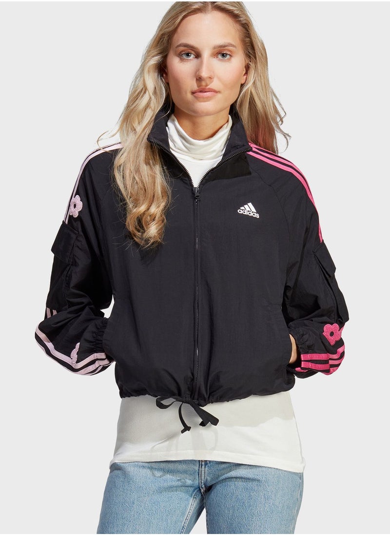 Adidas - 3 Stripe Flower Print Jacket - Image 1