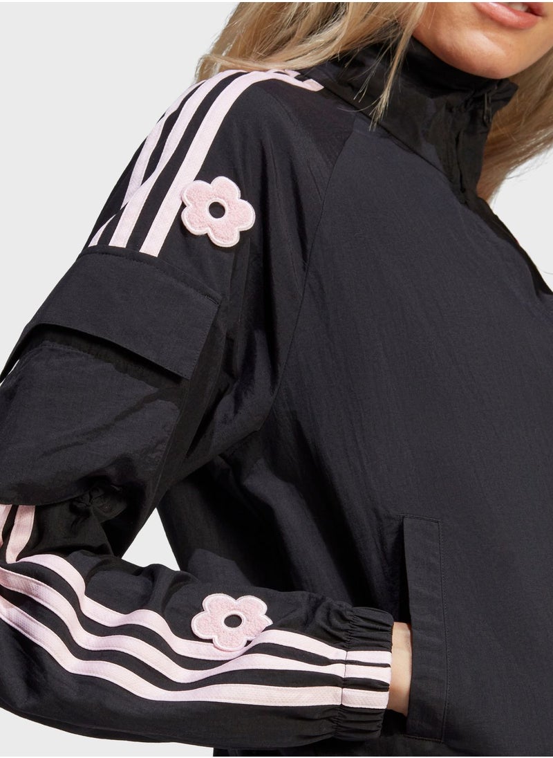 Adidas - 3 Stripe Flower Print Jacket - Image 1