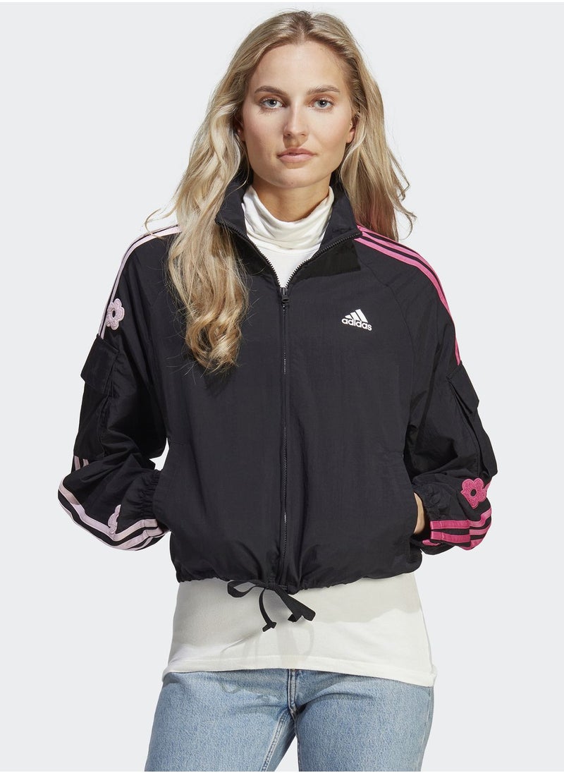 Adidas - 3 Stripe Flower Print Jacket - Image 1