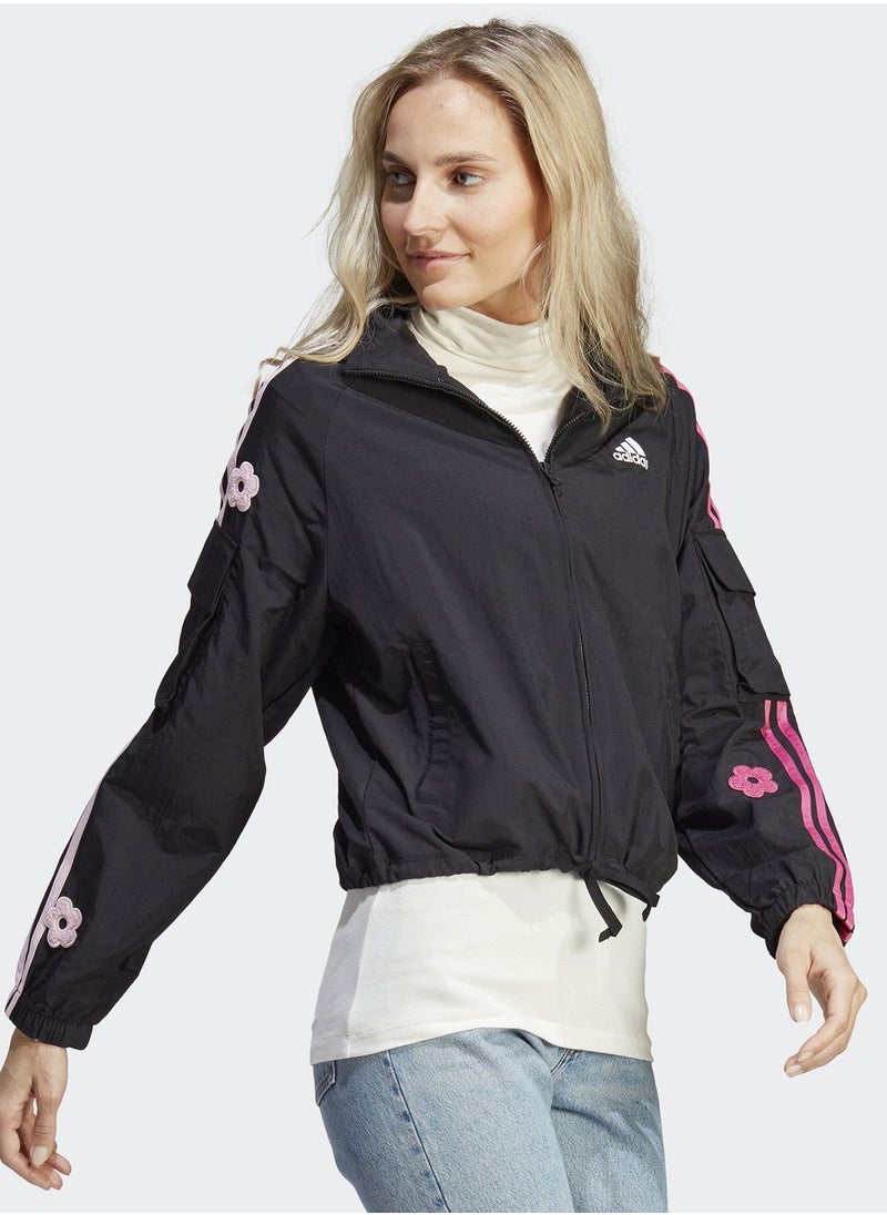 Adidas - 3 Stripe Flower Print Jacket - Image 1
