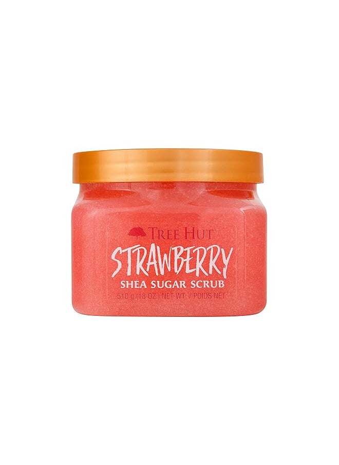 Tree Hut Tree Hut Shea Sugar Body Scrub Strawberry,18oz, With Single Fragrance-Free Makeup Remover Cleansing Towelettes  - Image 1