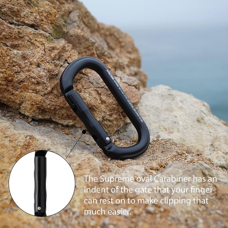 FUSION Climb Supreme II Aluminum Oval-Shape Carabiner 5-Pack,Black,One Size,(FP-9318-BLK-5P) - Image 4