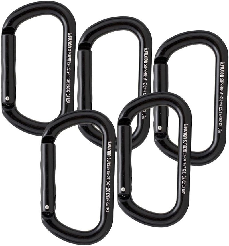 FUSION Climb Supreme II Aluminum Oval-Shape Carabiner 5-Pack,Black,One Size,(FP-9318-BLK-5P) - Image 1