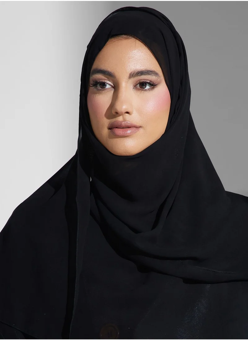 hayas closet Pocket Detail V-Neck Abaya