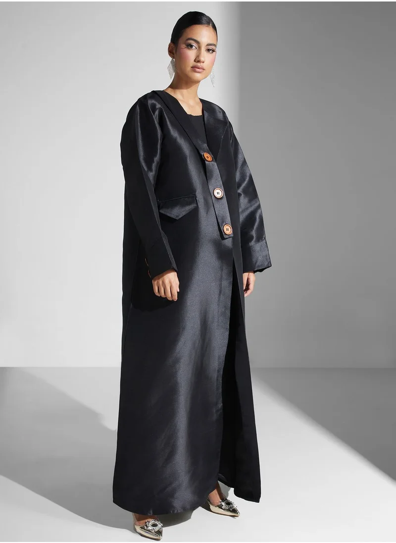 hayas closet Pocket Detail V-Neck Abaya