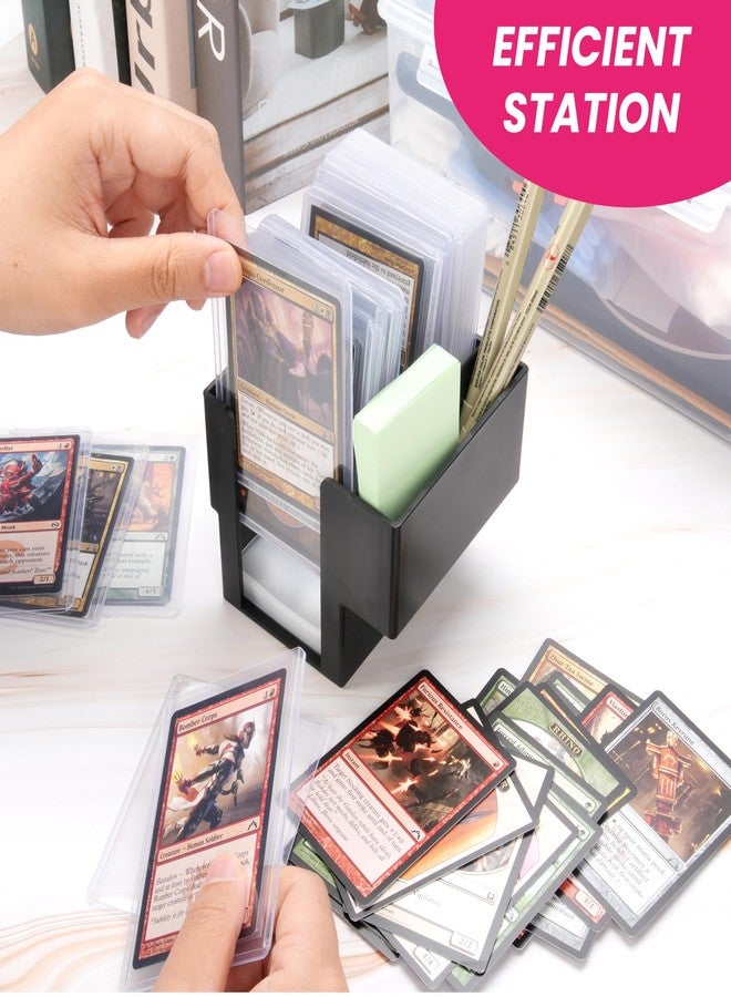 LUVCOSY موزع أغلفة TCG | حامل أغلفة صغيرة، موزع مزدوج - يتسع لـ 400 غلاف صغير و50 غلافًا علويًا لتخزين البطاقات، حامل بطاقات تداول مع مساحة تخزين حصرية، حل تخزين متكامل، أسود - Image 5