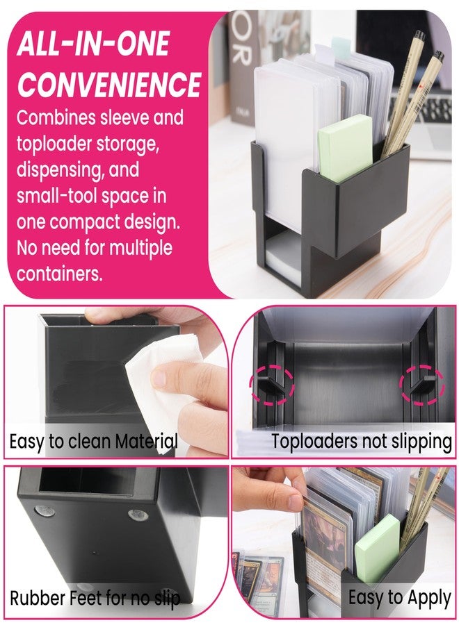 LUVCOSY موزع أغلفة TCG | حامل أغلفة صغيرة، موزع مزدوج - يتسع لـ 400 غلاف صغير و50 غلافًا علويًا لتخزين البطاقات، حامل بطاقات تداول مع مساحة تخزين حصرية، حل تخزين متكامل، أسود - Image 4