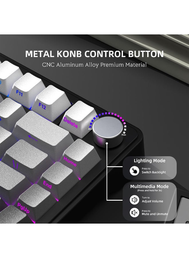 Attack Shark X85 Gasket Mechanical Keyboard with Knob, 75% Wireless Gaming Keyboard with Five Layers Padding, BT5.0/2.4G/USB-C, RGB, Hot-Swappable, PBT Keycaps - Image 3