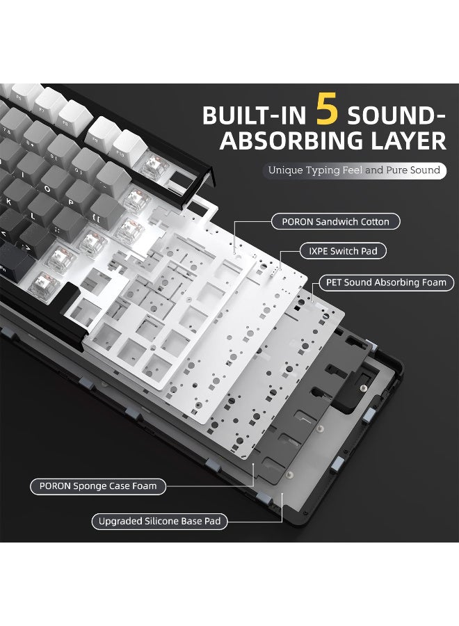 Attack Shark X85 Gasket Mechanical Keyboard with Knob, 75% Wireless Gaming Keyboard with Five Layers Padding, BT5.0/2.4G/USB-C, RGB, Hot-Swappable, PBT Keycaps - Image 5