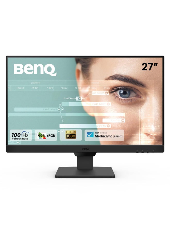 27 inch 100Hz Computer Monitor FHD 1920x1080p, IPS, Eye-Care Tech, Low Blue Light, Anti-Glare, Adaptive Brightness, Built-in Speakers, DP, HDMI , KSA Version - 3 Years Warranty GW2790 Black