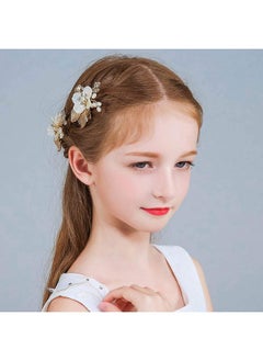 Oasisgalore 2 Pcs Gold Wedding Hair Pins, Pearl & Crystal Bridal Accessories for Flower Girls and Brides.  - Image 3