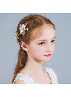 Oasisgalore 2 Pcs Gold Wedding Hair Pins, Pearl & Crystal Bridal Accessories for Flower Girls and Brides.  - Image 4