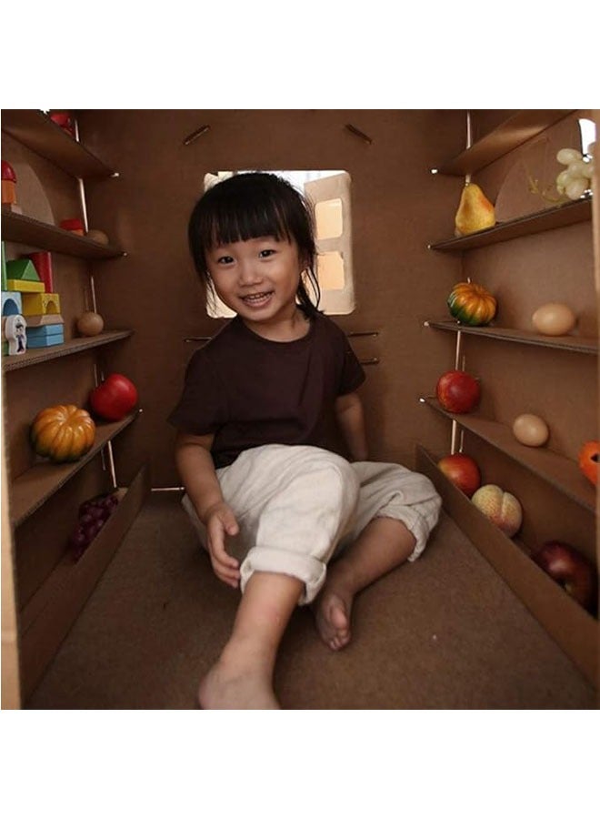 general خيمة أطفال، بيت دمى ورقي كبير، منزل من الورق المقوى المموج للأطفال، رسومات جرافيتي يدوية إبداعية، ألعاب منزلية للآباء والأطفال، ألعاب منزلية - Image 4