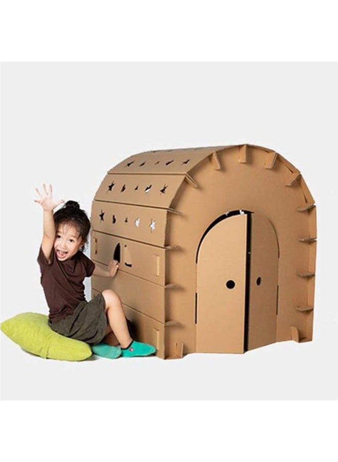 general خيمة أطفال، بيت دمى ورقي كبير، منزل من الورق المقوى المموج للأطفال، رسومات جرافيتي يدوية إبداعية، ألعاب منزلية للآباء والأطفال، ألعاب منزلية - Image 3