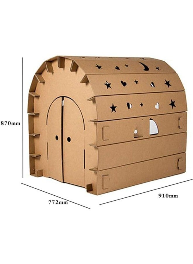 general خيمة أطفال، بيت دمى ورقي كبير، منزل من الورق المقوى المموج للأطفال، رسومات جرافيتي يدوية إبداعية، ألعاب منزلية للآباء والأطفال، ألعاب منزلية - Image 5