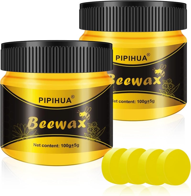 PIPIHUA Beeswax Polish and Conditioner for Wood Furniture Waterproof Restorer Wood Wax Multipurpose Beeswax Furniture Polish and Cleaner for All Types and Colours2100g with 4 Sponges