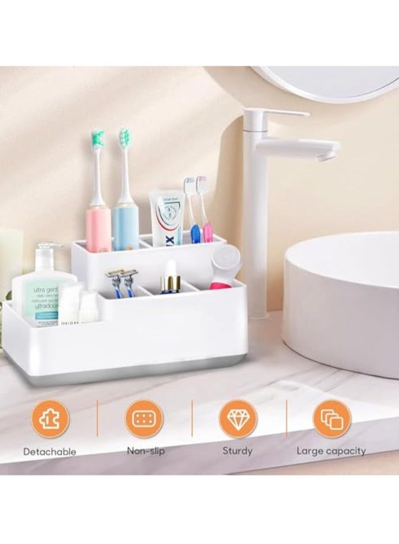 Toothbrush Holder,Bathroom Organizer Countertop Detachable for Easy Cleaning, Multifunctional Storage,Bathroom Caddy for Toothpaste,Shaver,Great for Home, Vanity Organizer - Image 3