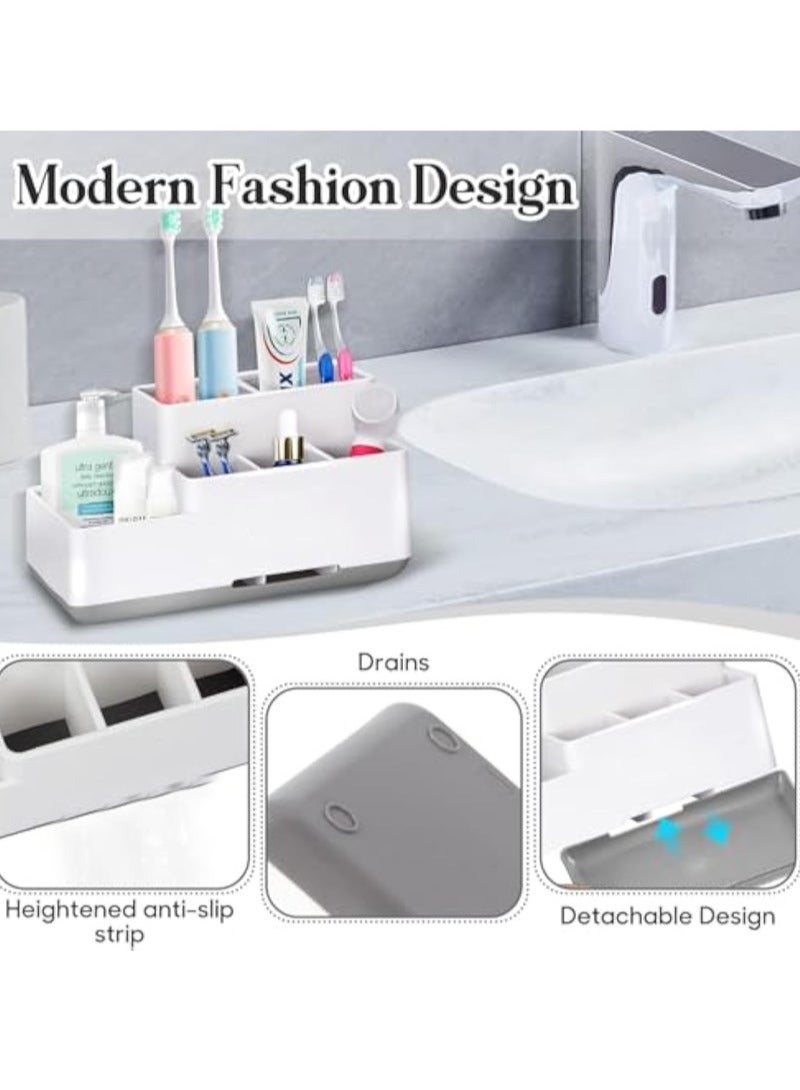 Toothbrush Holder,Bathroom Organizer Countertop Detachable for Easy Cleaning, Multifunctional Storage,Bathroom Caddy for Toothpaste,Shaver,Great for Home, Vanity Organizer - Image 4