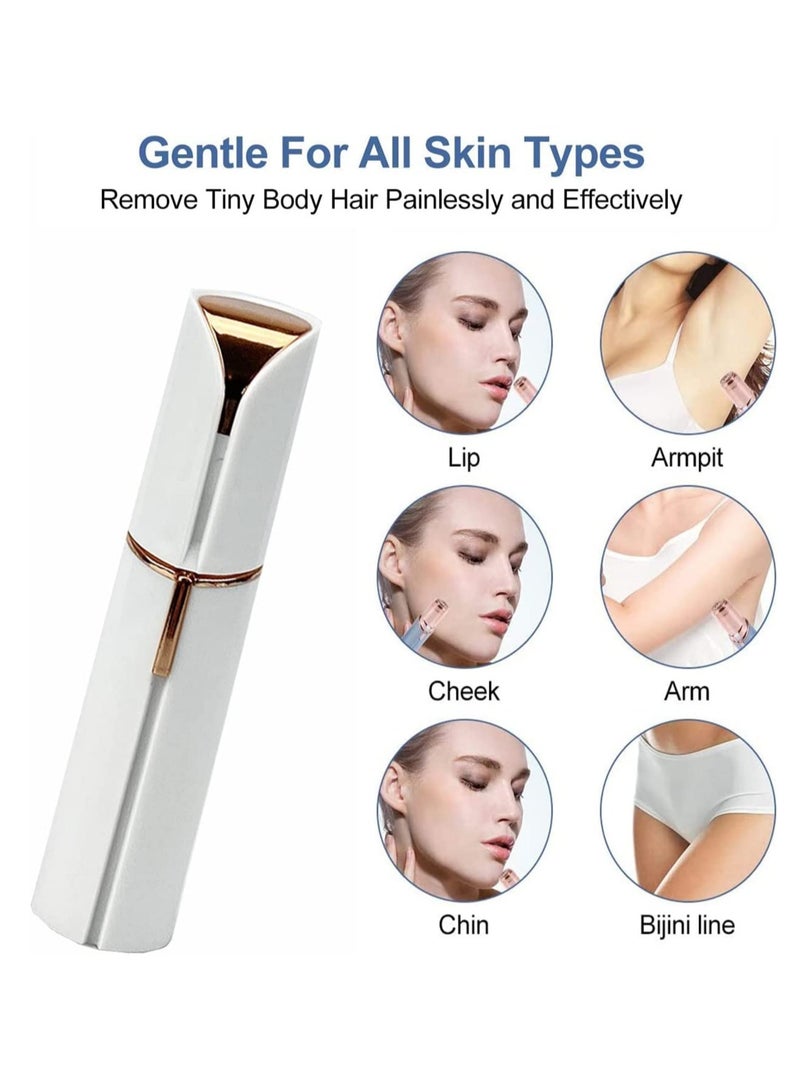 Electric Facial Hair Remover, Women’s Portable Facial Hair Trimmer, Best Painless Flawless Hair Remover for Women Bikini Area, Peach Fuzz, Upper Lip, Arm (White) - Image 4