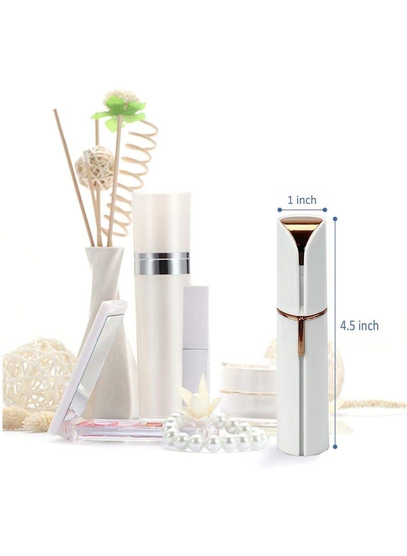 Electric Facial Hair Remover, Women’s Portable Facial Hair Trimmer, Best Painless Flawless Hair Remover for Women Bikini Area, Peach Fuzz, Upper Lip, Arm (White) - Image 2