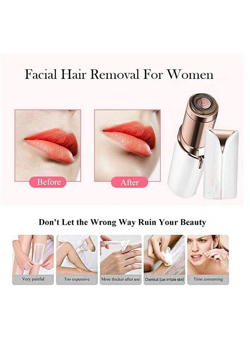 Electric Facial Hair Remover, Women’s Portable Facial Hair Trimmer, Best Painless Flawless Hair Remover for Women Bikini Area, Peach Fuzz, Upper Lip, Arm (White) - Image 3