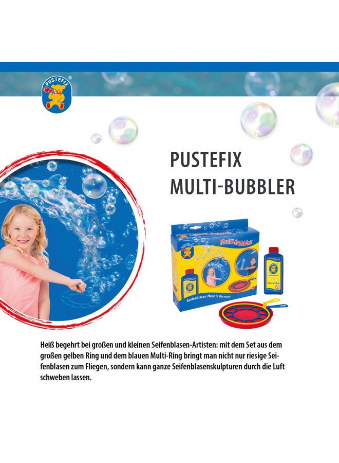 PUSTEFIX Multi Bubbler Giant Bubble Ring and Multi Bubble Ring Toy Set for Kids Includes 8.45 oz Bubble Solution Bottle and Liquid Tray Makes Big Bubbles, Multicolor, Model: 505310 - Image 3