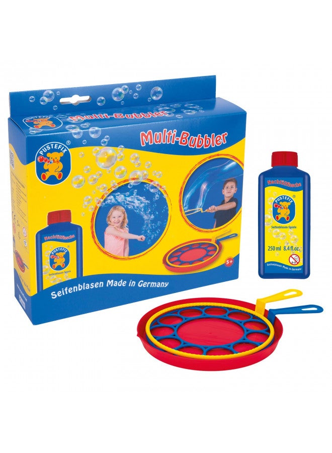 PUSTEFIX Multi Bubbler Giant Bubble Ring and Multi Bubble Ring Toy Set for Kids Includes 8.45 oz Bubble Solution Bottle and Liquid Tray Makes Big Bubbles, Multicolor, Model: 505310 - Image 1