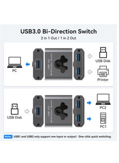 Excefore USB 3.0 Switch Bi-Directional USB Switcher 2 in 1 Out/1 in 2 Out 5Gbps High-Speed USB Switch 2 Computers Share 1 USB Devices  - Image 2