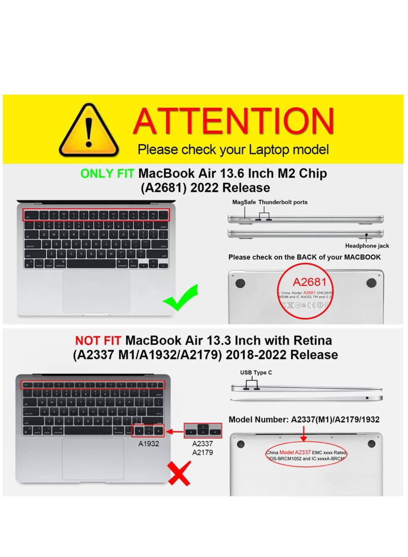 Snap On Laptop Case Cover Compatible with MacBook Air 13.6 Inch 2022 Release A2681 M2 Chip w/Liquid Retina Display Touch ID Protective Plastic Hard Shell Case Cover (Dark Blue) - Image 2