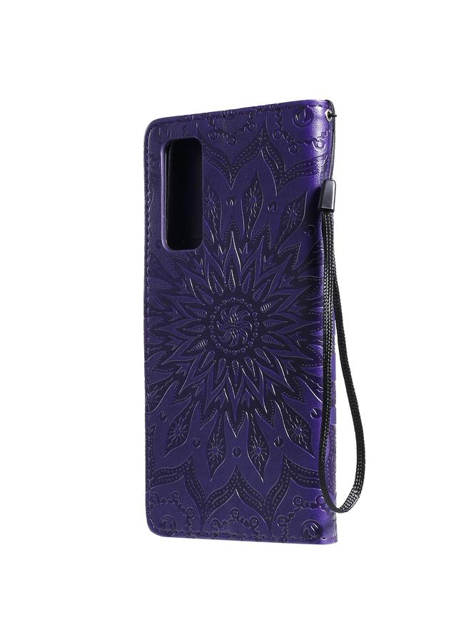 Green Tiger Case For Huawei P Smart 2021 Sun Embossing Pattern Horizontal Flip Leather Case with Card Slot & Holder & Wallet & Lanyard - Image 3