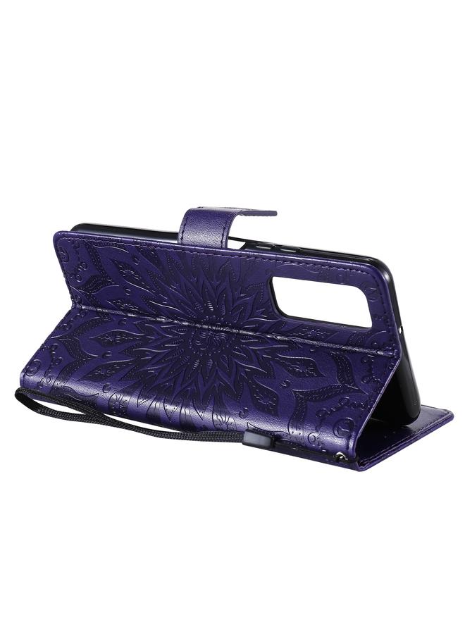 Green Tiger Case For Huawei P Smart 2021 Sun Embossing Pattern Horizontal Flip Leather Case with Card Slot & Holder & Wallet & Lanyard - Image 5