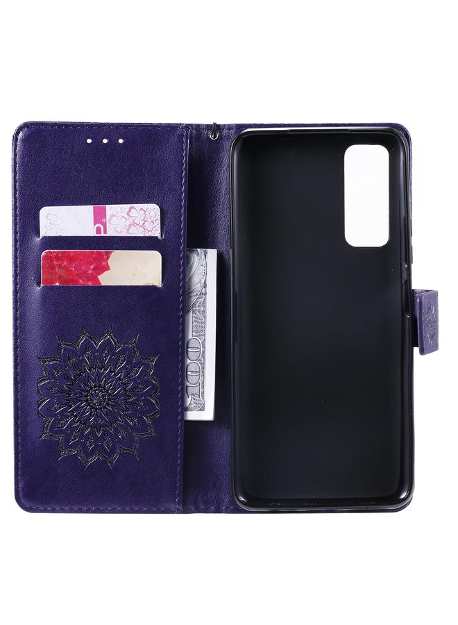 Green Tiger Case For Huawei P Smart 2021 Sun Embossing Pattern Horizontal Flip Leather Case with Card Slot & Holder & Wallet & Lanyard - Image 4