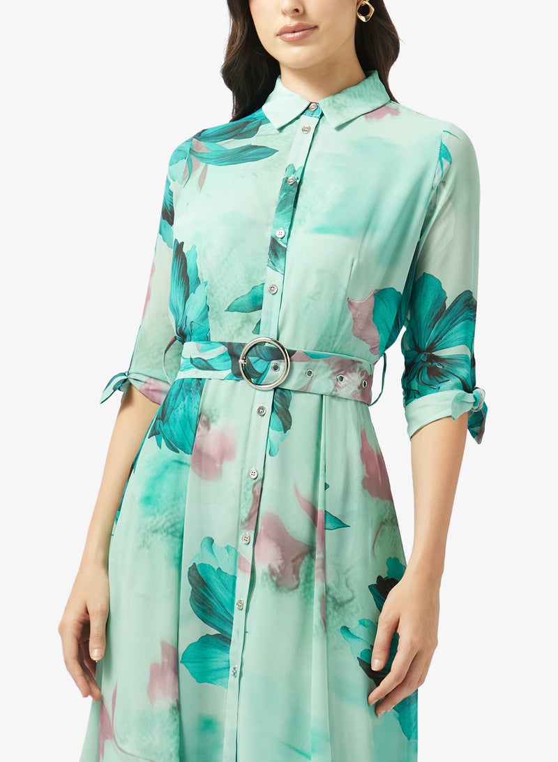 Style Cheat Belted Floral Print Maxi Dress - Image 3