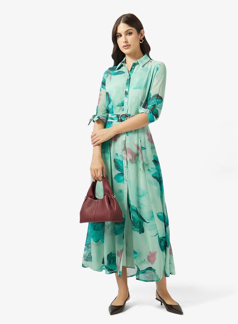 Style Cheat Belted Floral Print Maxi Dress - Image 4