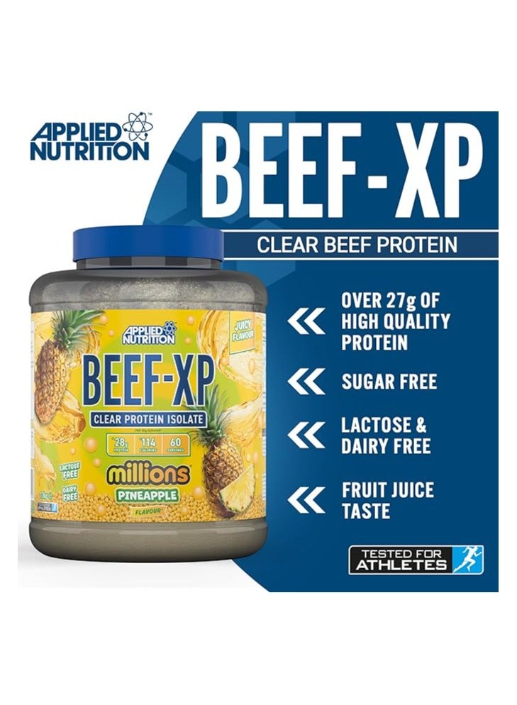 Applied Nutrition Applied Nutrition Beef XP - Clear Hydrolysed Protein Isolate, Fruit Juice Style, Dairy Free Beef Protein Powder, Lactose Free, Zero Sugar, Low Fat, 1.8kg - 60 Servings (Pineapple Millions)  - Image 2