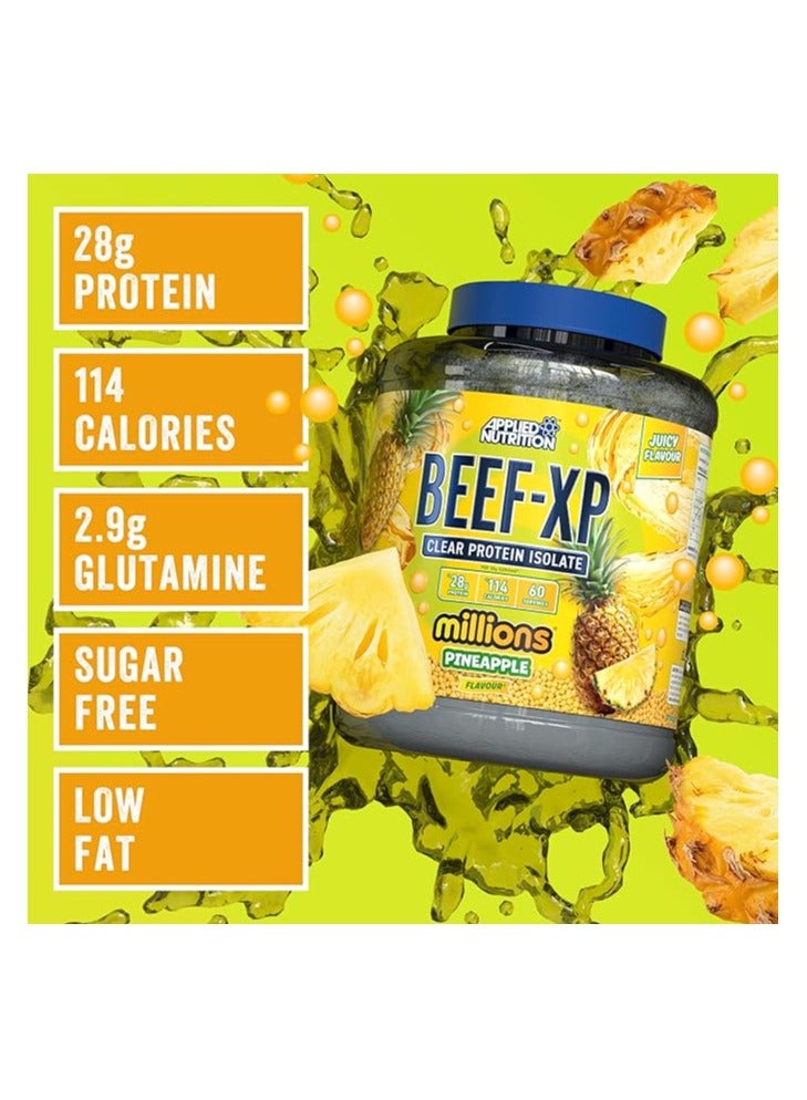 Applied Nutrition Applied Nutrition Beef XP - Clear Hydrolysed Protein Isolate, Fruit Juice Style, Dairy Free Beef Protein Powder, Lactose Free, Zero Sugar, Low Fat, 1.8kg - 60 Servings (Pineapple Millions)  - Image 3