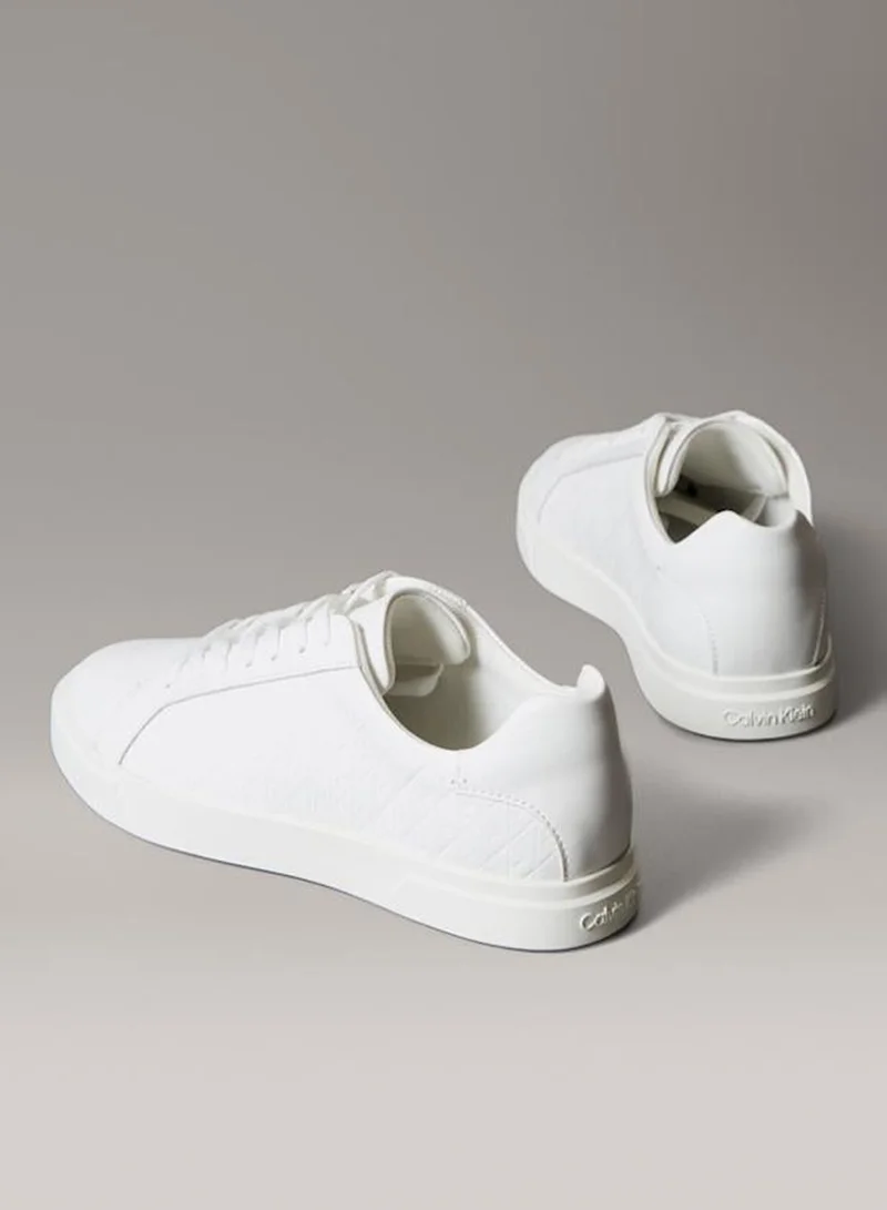 Calvin Klein Bright White Embossed Emblem Cupsole Trainers for Women | Best Price UAE