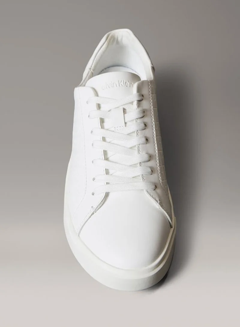 Calvin Klein Bright White Embossed Emblem Cupsole Trainers for Women | Best Price UAE