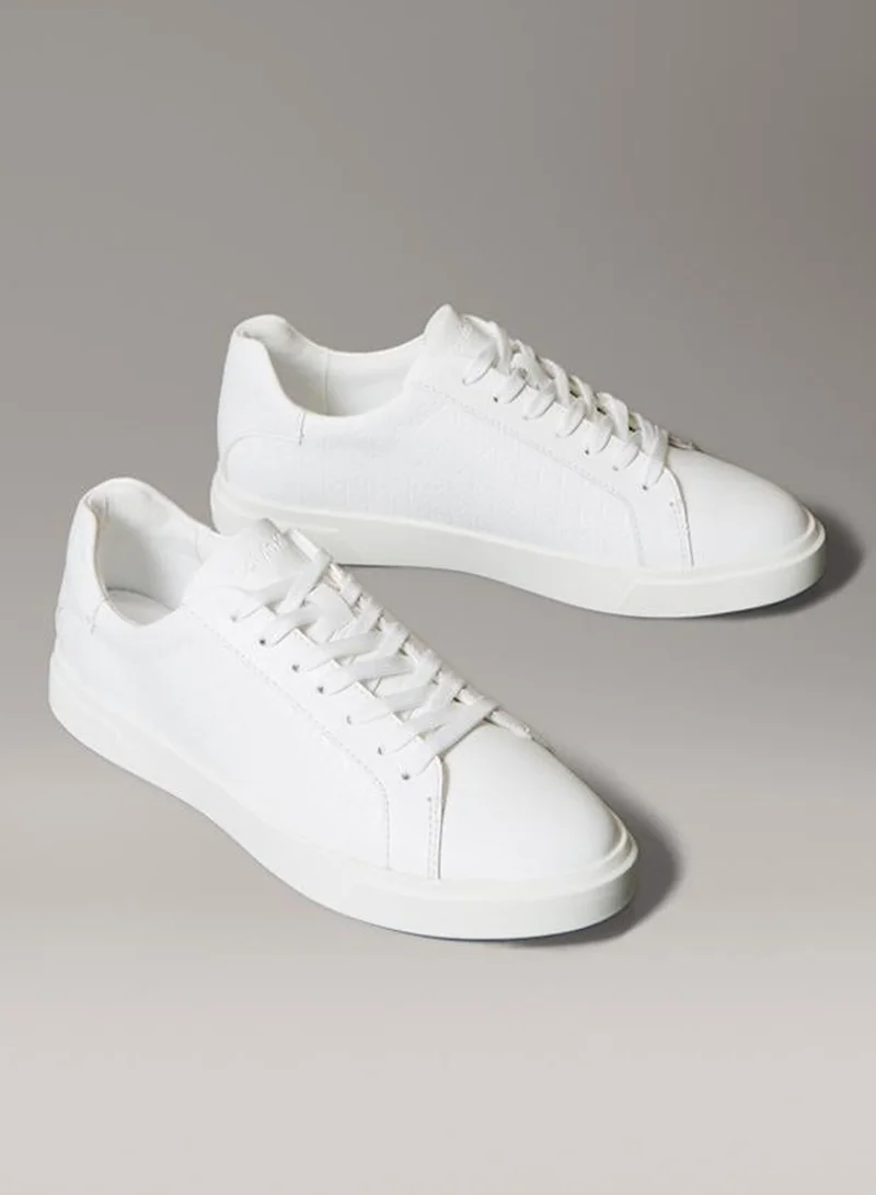 Calvin Klein Bright White Embossed Emblem Cupsole Trainers for Women | Best Price UAE
