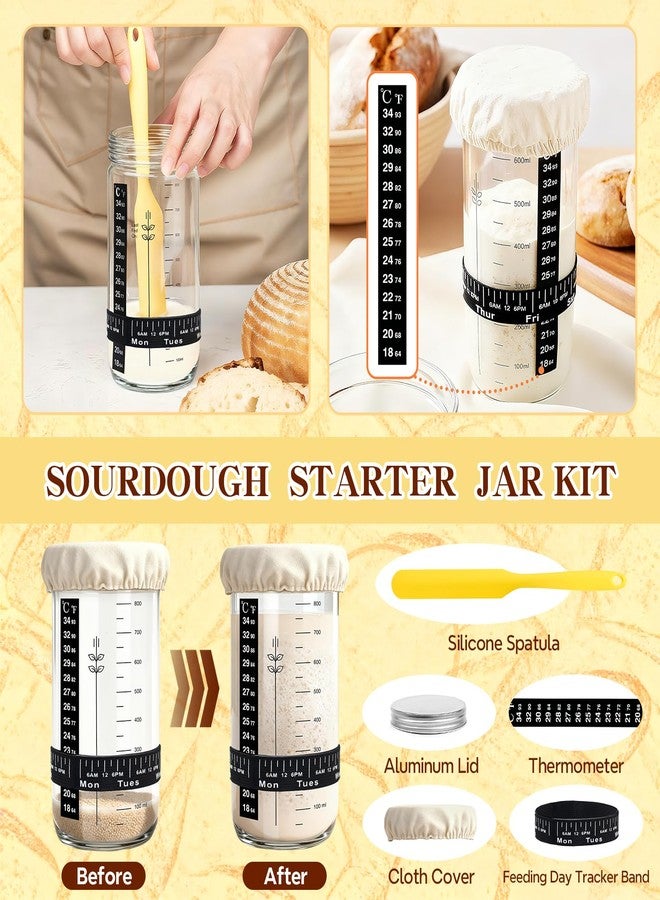 Umite Chef Sourdough Starter Kit, Sourdough Bread Baking Supplies, Round & Oval Banneton Bread Proofing Basket, Bread Sling, Starter Jar, Dough Whisk, Scrapers, Stencils & Bag, Complete Sourdough Kit Gifts - Image 2
