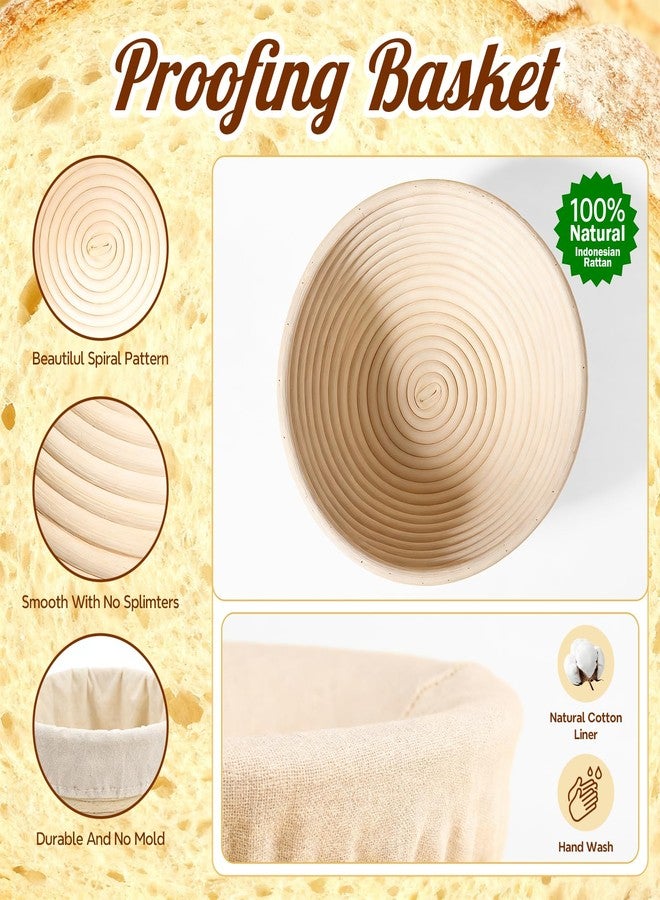 Umite Chef Sourdough Starter Kit, Sourdough Bread Baking Supplies, Round & Oval Banneton Bread Proofing Basket, Bread Sling, Starter Jar, Dough Whisk, Scrapers, Stencils & Bag, Complete Sourdough Kit Gifts - Image 3