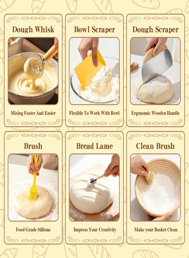 Umite Chef Sourdough Starter Kit, Sourdough Bread Baking Supplies, Round & Oval Banneton Bread Proofing Basket, Bread Sling, Starter Jar, Dough Whisk, Scrapers, Stencils & Bag, Complete Sourdough Kit Gifts - Image 5