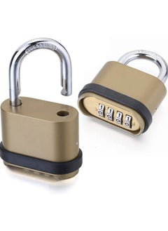 Y&D 4 Digit Combination Lock, Heavy Duty Outdoor Security Keyless Locks Buckle Design Brass Finish Long Shackle Padlock, for Use, Sheds, Locker, Gym, Gate, Mechanical Lock  - Image 1